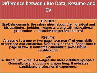 difference between resume  biodata