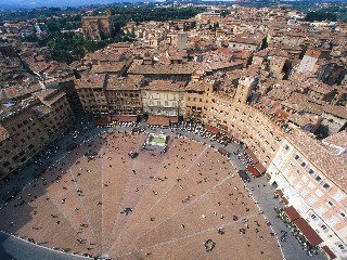 aerial view of piazza del campo siena italy