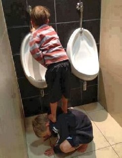 Silly kids in toilet